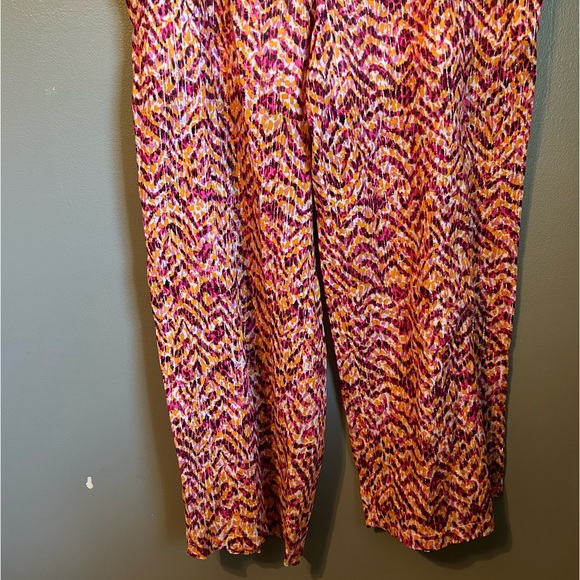 NWT Bar III 3X Womens Orange Pink Wide Leg High Rise Tiger Tracks Lounge Pants! - Picture 6 of 16